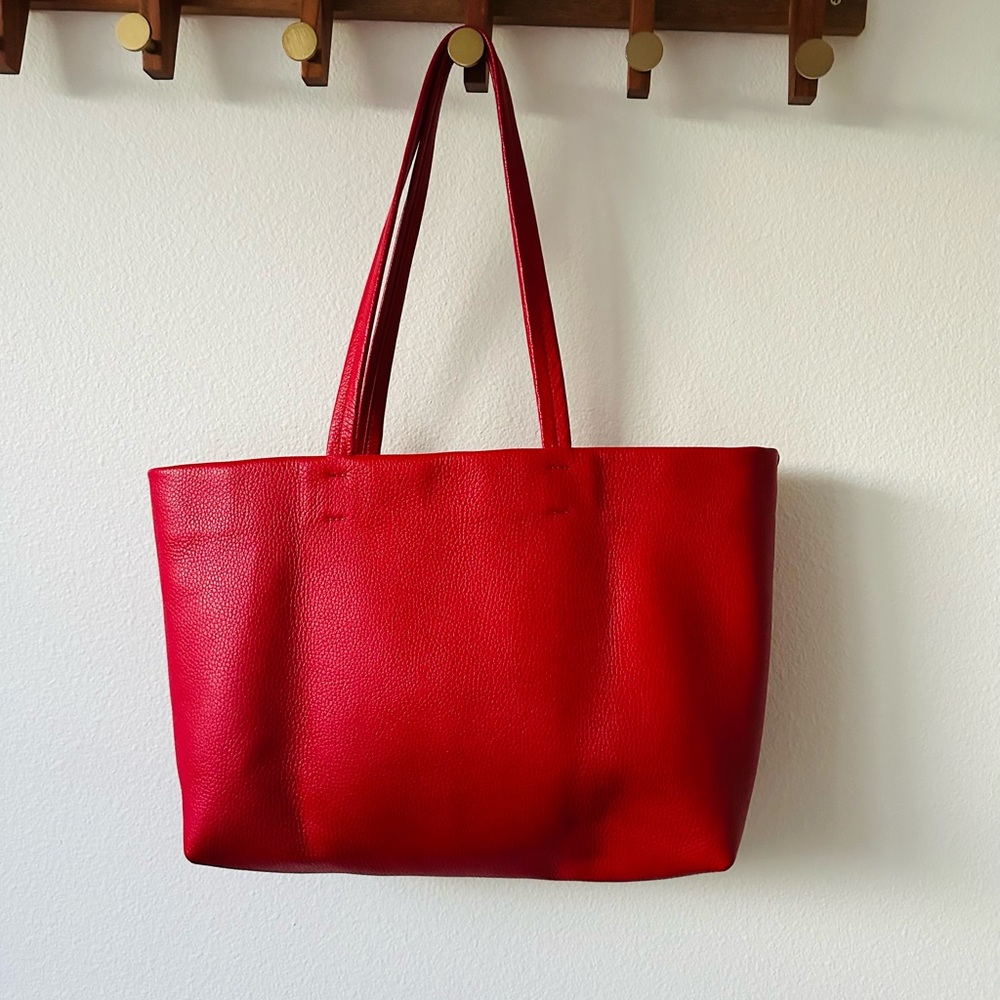 NWOT CUYANA Easy Tote Dbl Handle Limited Edition Crimson Red Leather Bag - Picture 5 of 9